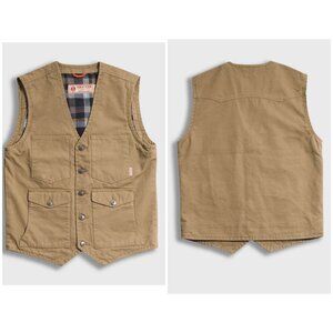 Iron & Resin Bronco Heavy Canvas Vest Mens Medium Plaid Lined Riding Workwear